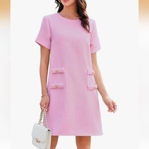 Wenrine Pink Tweed Mini Dress Size XL NWT